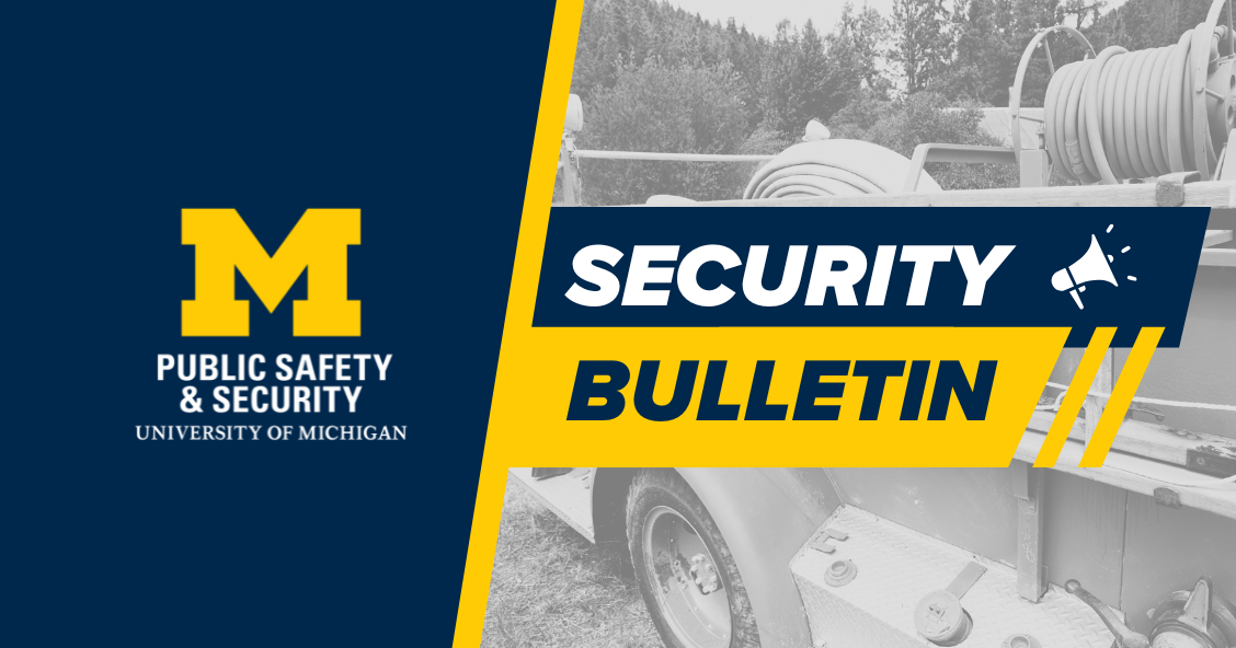 Graphic of a fire truck with Security Bulletin overlayed.