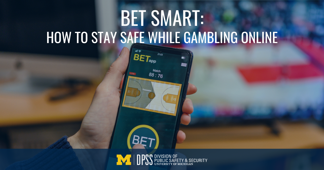 Photo of a gambling app with "Bet Smart: How to Stay Safe While Gambling Online" overlayed.