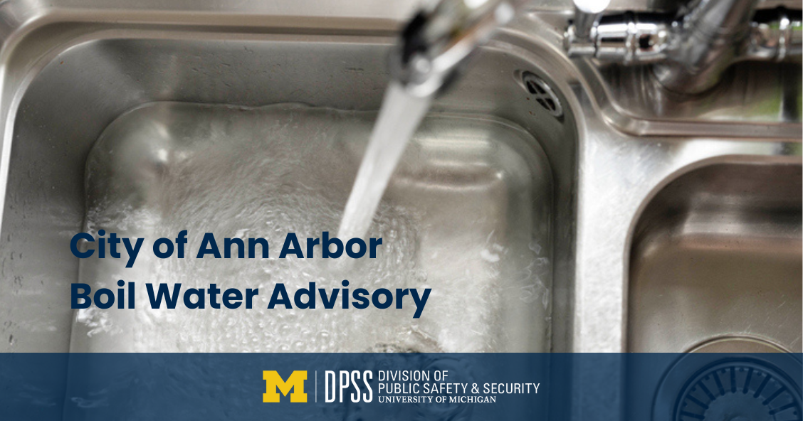 Photo of a sink with "City of Ann Arbor Boil Water Advisory" overlayed on top.