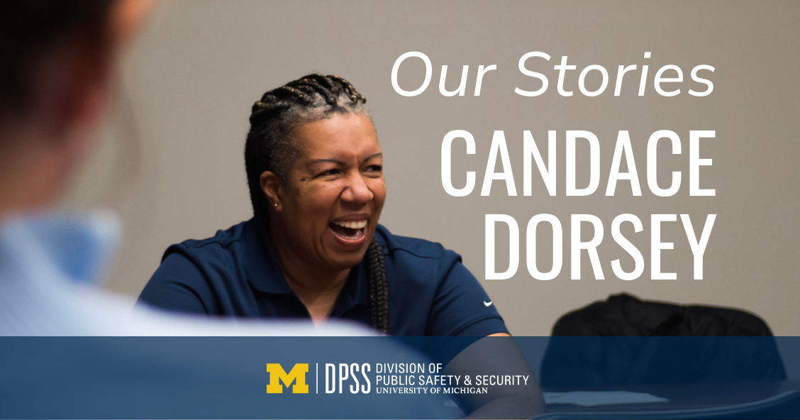 Photo of Candace Dorsey with "Our Stories" overlayed on top.
