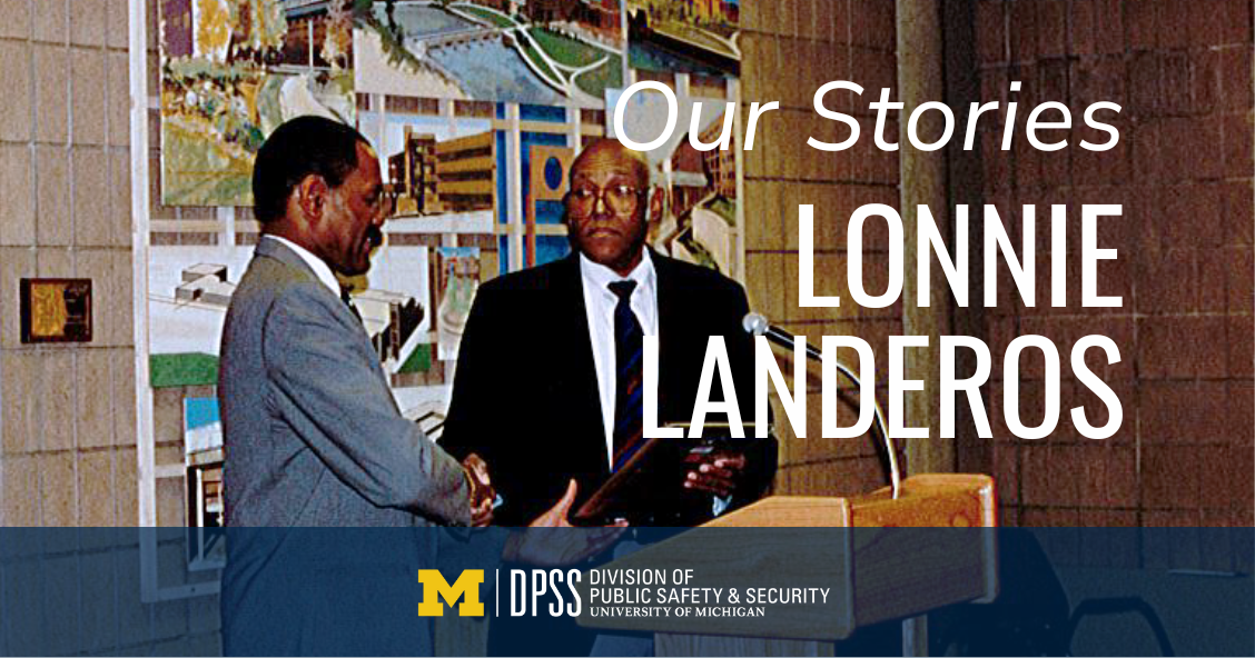 Photo of Lonnie Landeros with "Our Stories" overlayed on top.