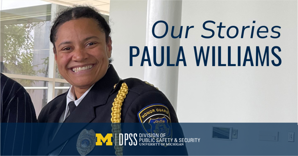 Photo of Paula Williams with her name and "Our Stories" overlayed on top.