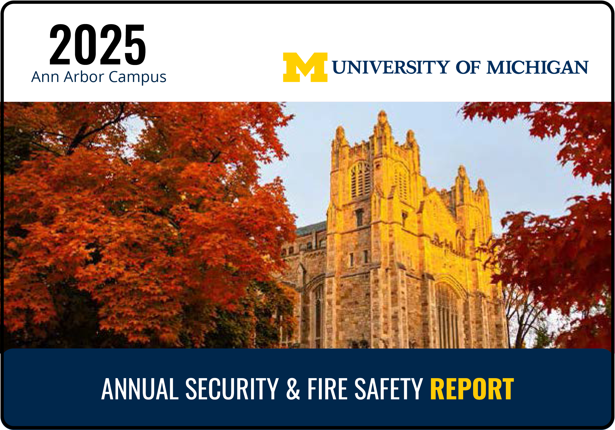 Image of campus on cover of the 2025 Annual Security & Fire Safety Report