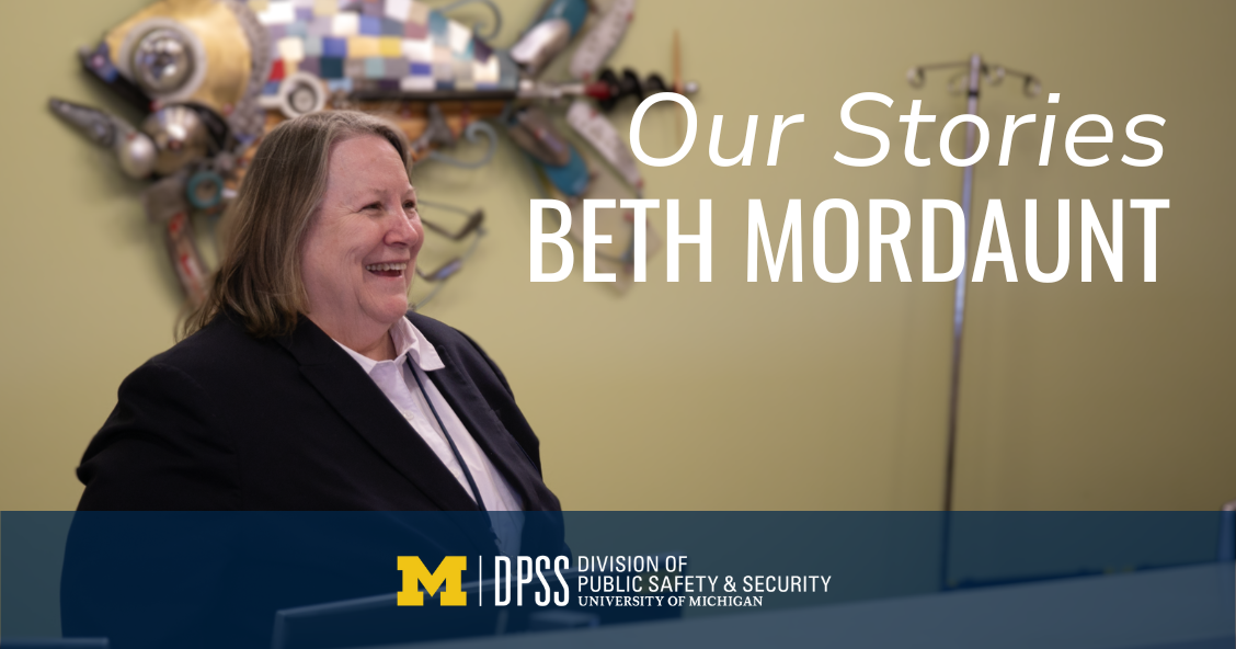 Photo of Beth Mourdaunt with "Our Stories" overlayed on top.