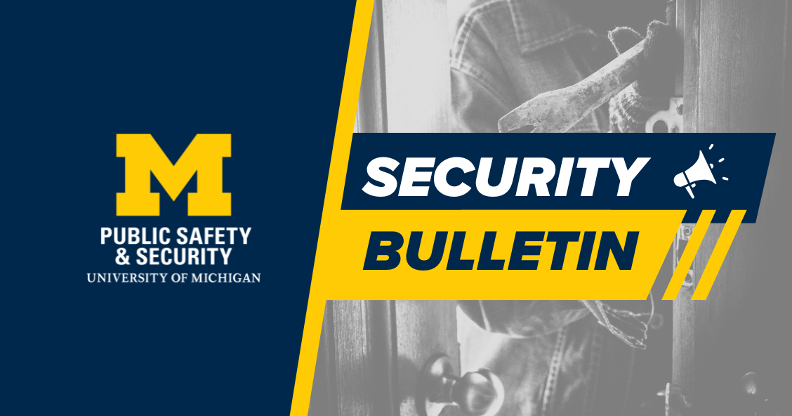 Graphic of someone breaking into abuilding with Security Bulletin overlayed.