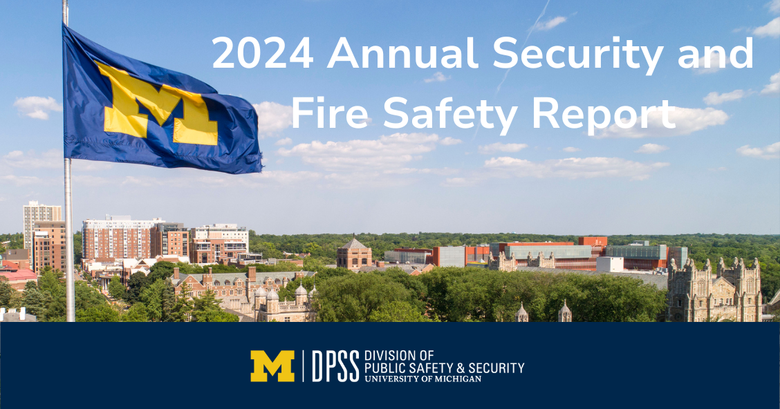 Photo of campus with "2024 Annual Security and Fire Safety Report" overlayed on top.