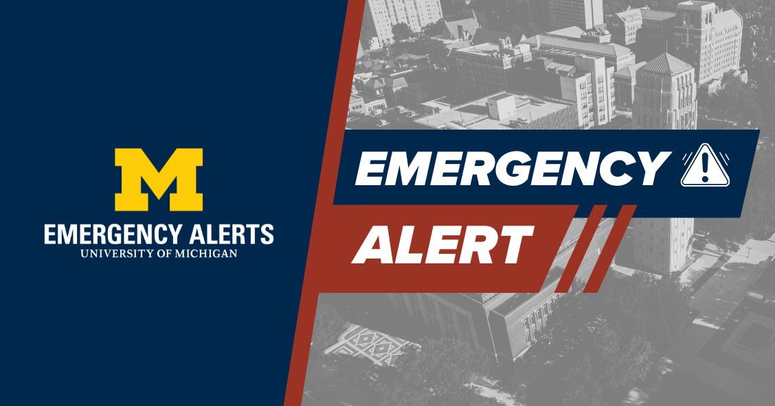 Graphic with a photo of campus and Emergency Alert overlayed on top
